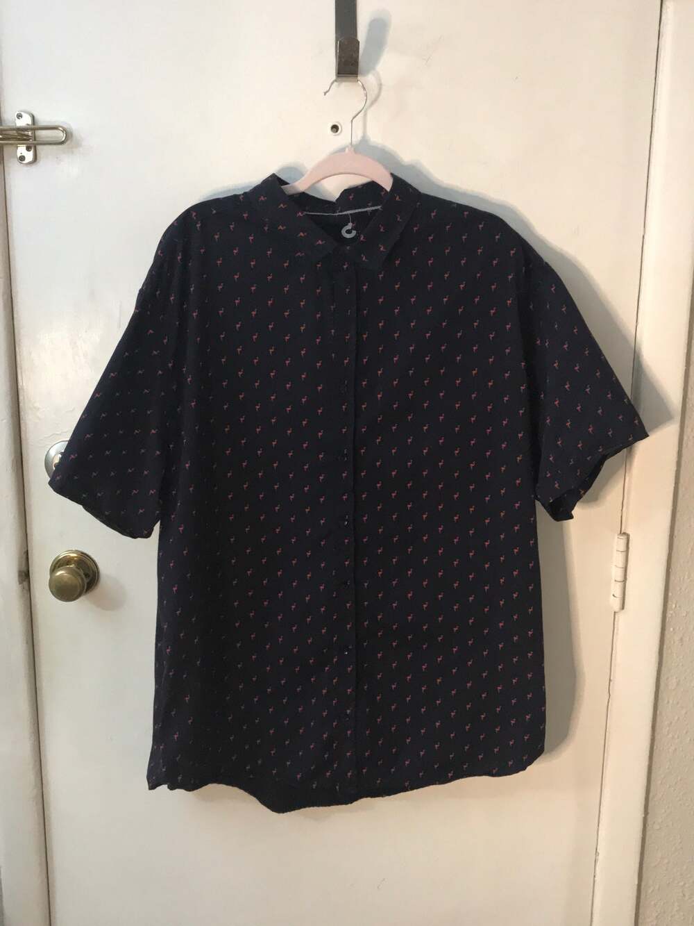 Gentleman’s Outfitters Flamingo Button down Shirt 2X Navy/Pink Kitsch Preppy